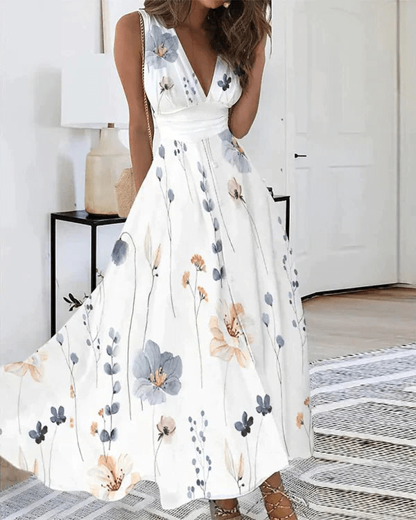 Floral Women's Dress | Lightweight Romantic V-Neck Design for Sunny Days 2