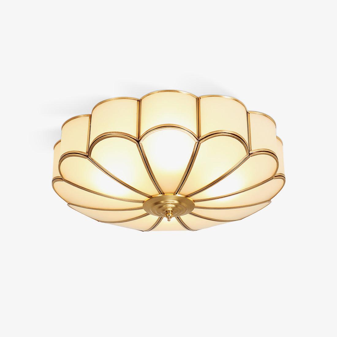 Flower Shape Glass Ceiling Light | Elegant Brass Finish with LED Compatibility 1