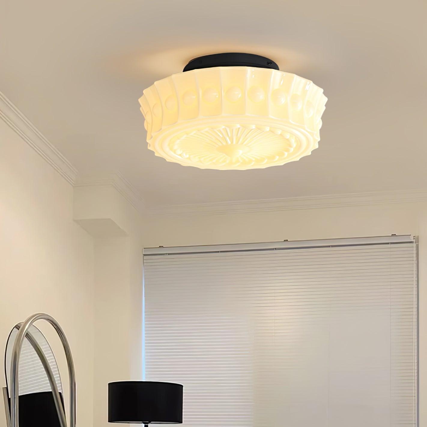 Flush Mount Ceiling Light | Elegant Metal and Glass Design for Dining Room 2