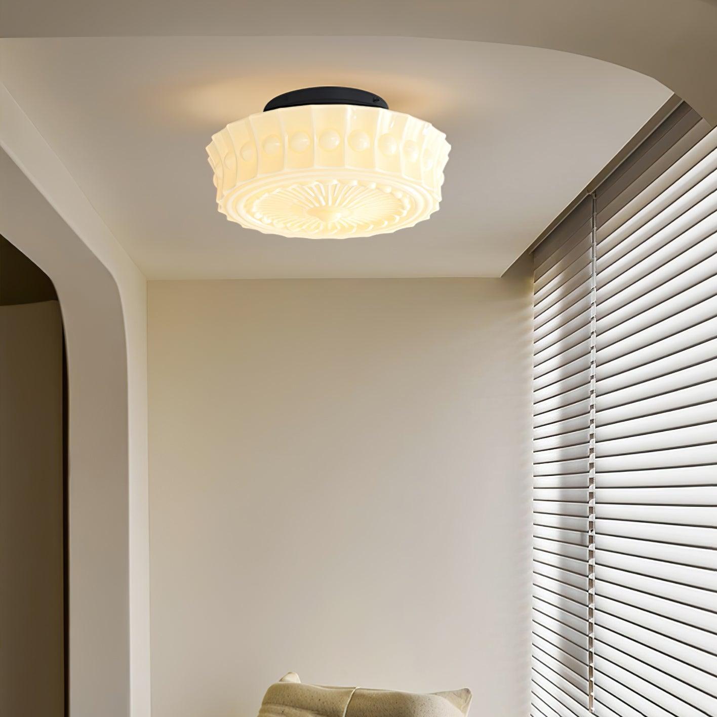 Flush Mount Ceiling Light | Elegant Metal and Glass Design for Dining Room 3