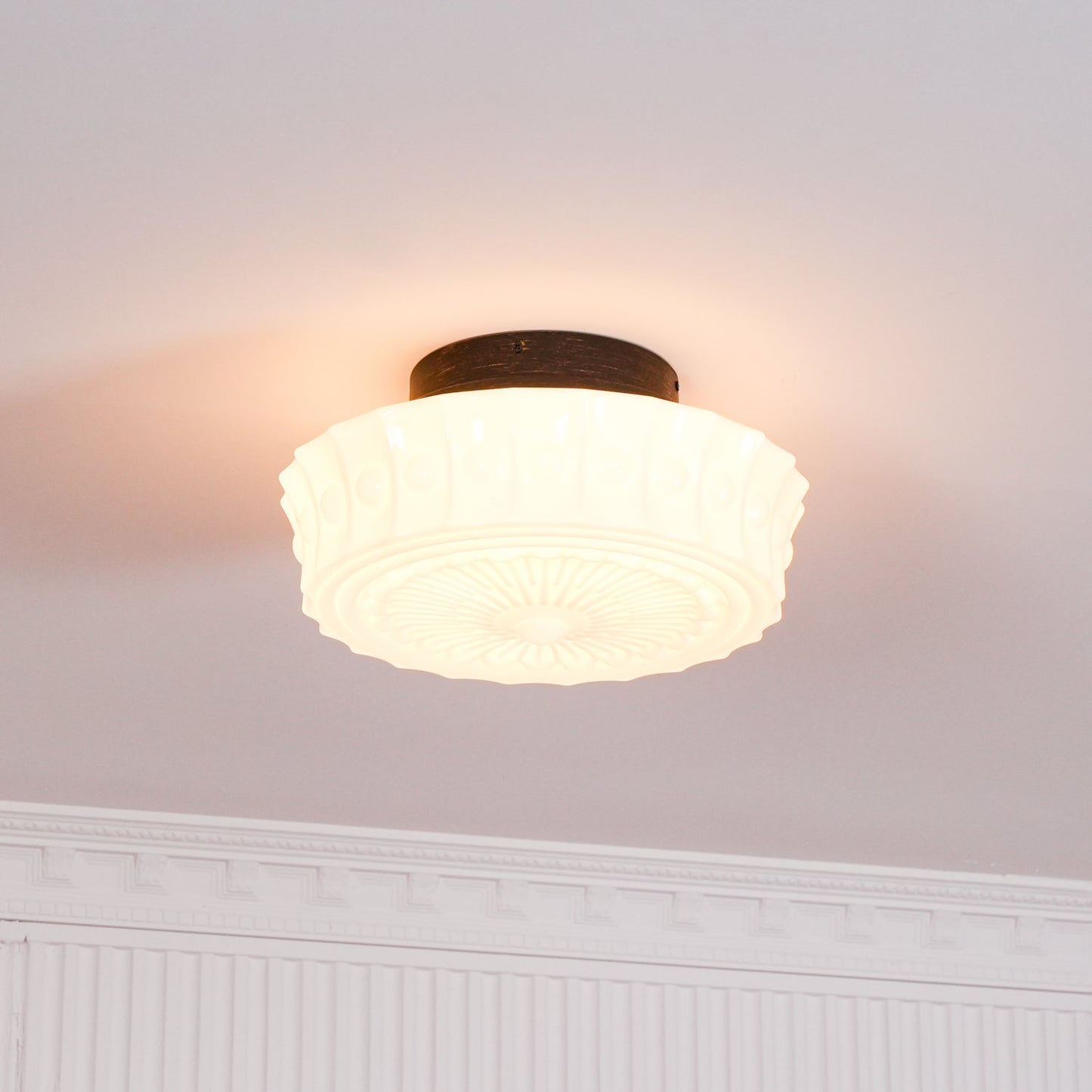 Flush Mount Ceiling Light | Elegant Metal and Glass Design for Dining Room 4