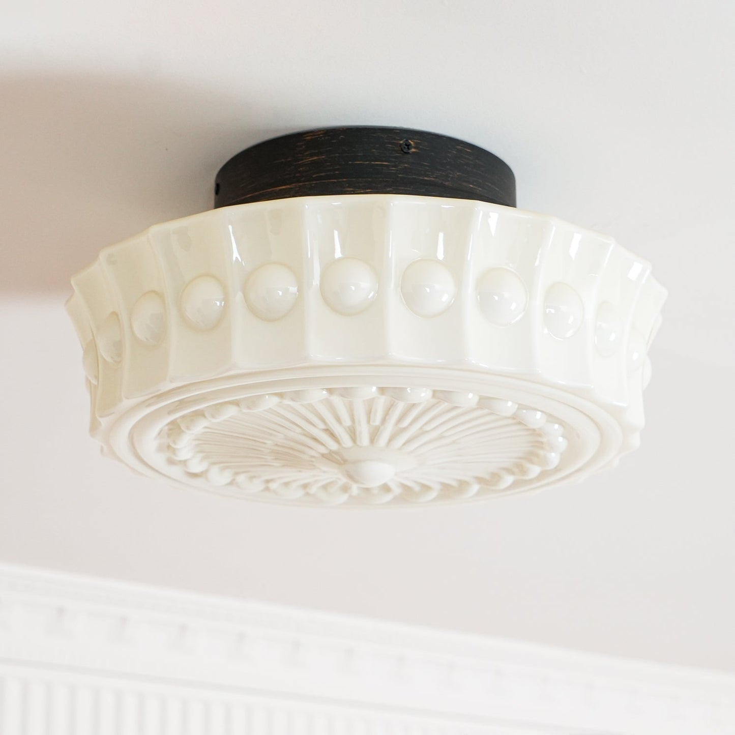 Flush Mount Ceiling Light | Elegant Metal and Glass Design for Dining Room 7