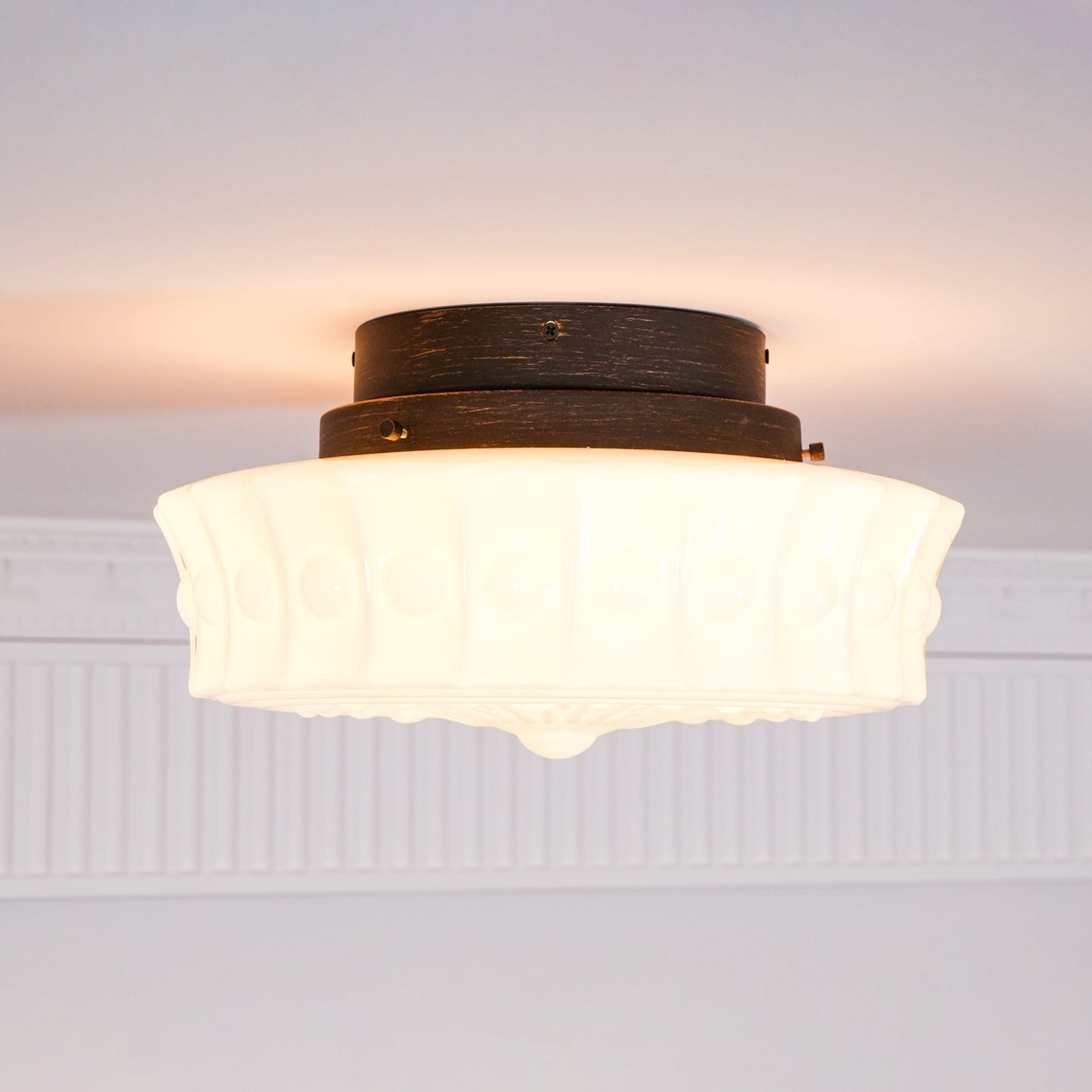 Flush Mount Ceiling Light | Elegant Metal and Glass Design for Dining Room 8