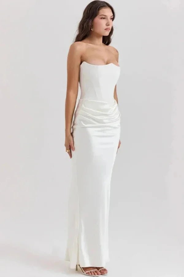 Formal Gown | Sculpted Corset Bodice with Cascading Satin for Wedding Guests 7