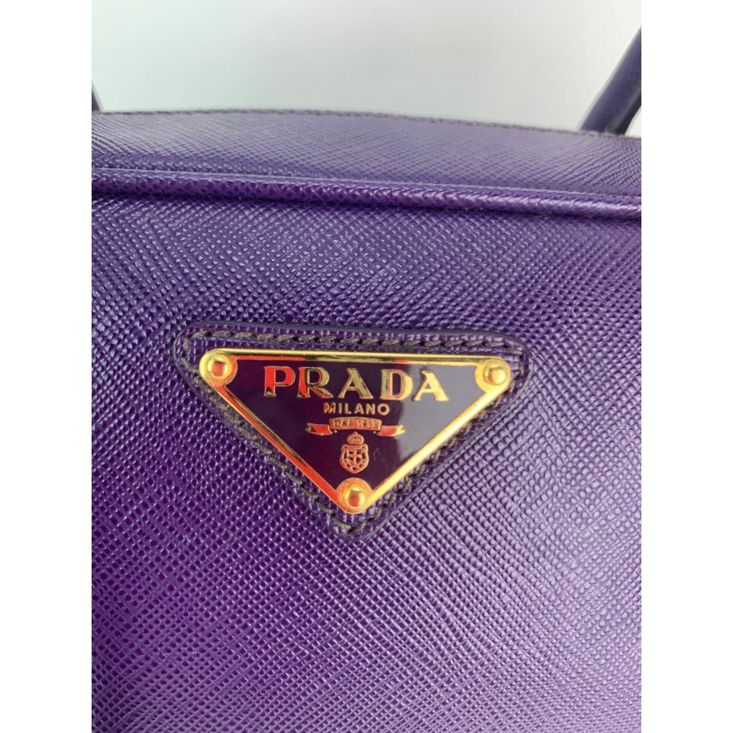 Prada Saffiano Pelle Lusso Piccolo Borsa a Mano Viola Purple