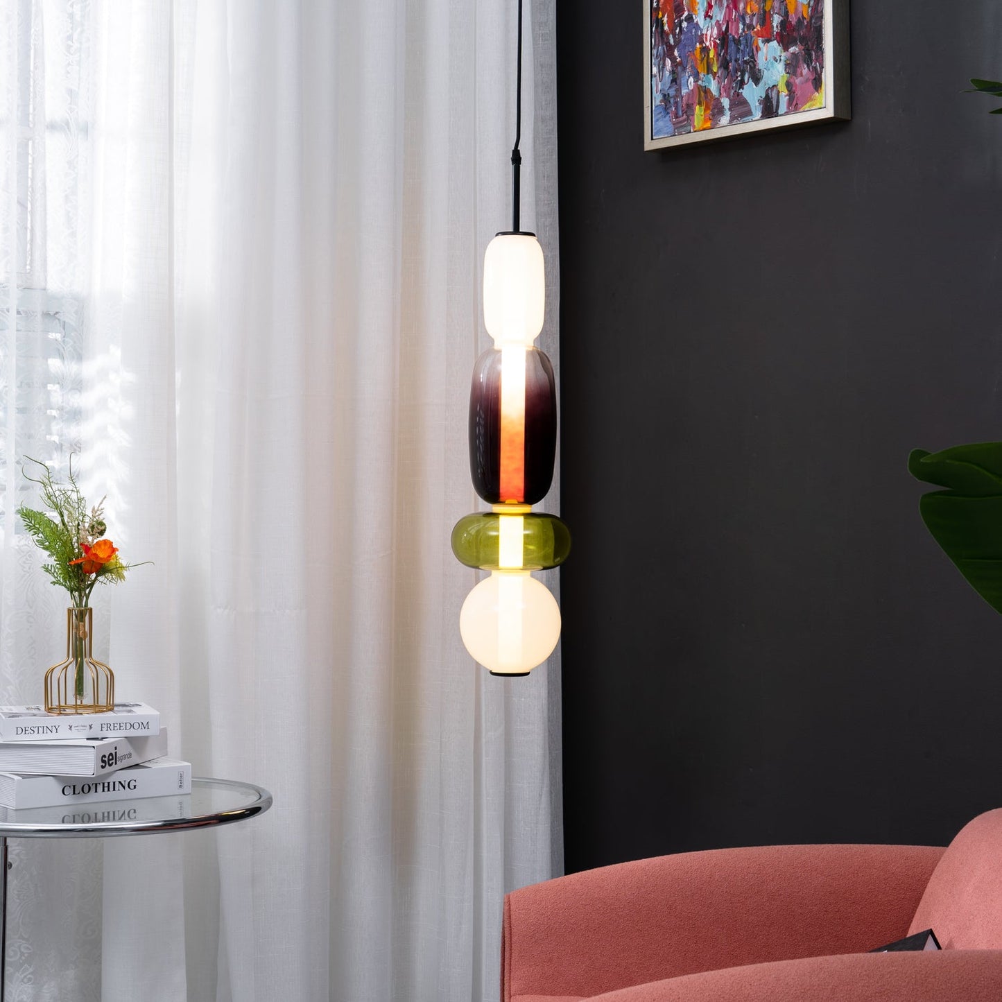 Glass Pendant Light | Dimmable Tinted Design for Kitchen and Home 2