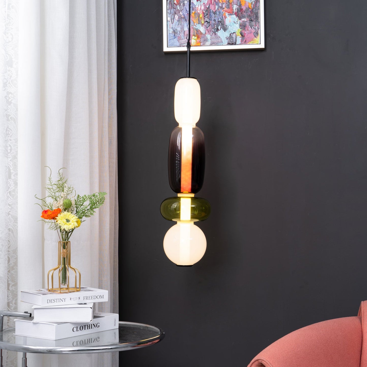 Glass Pendant Light | Dimmable Tinted Design for Kitchen and Home 3