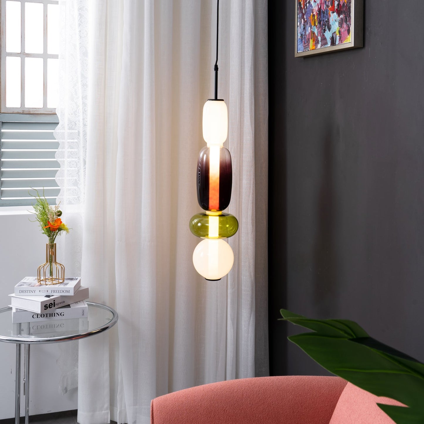 Glass Pendant Light | Dimmable Tinted Design for Kitchen and Home 8