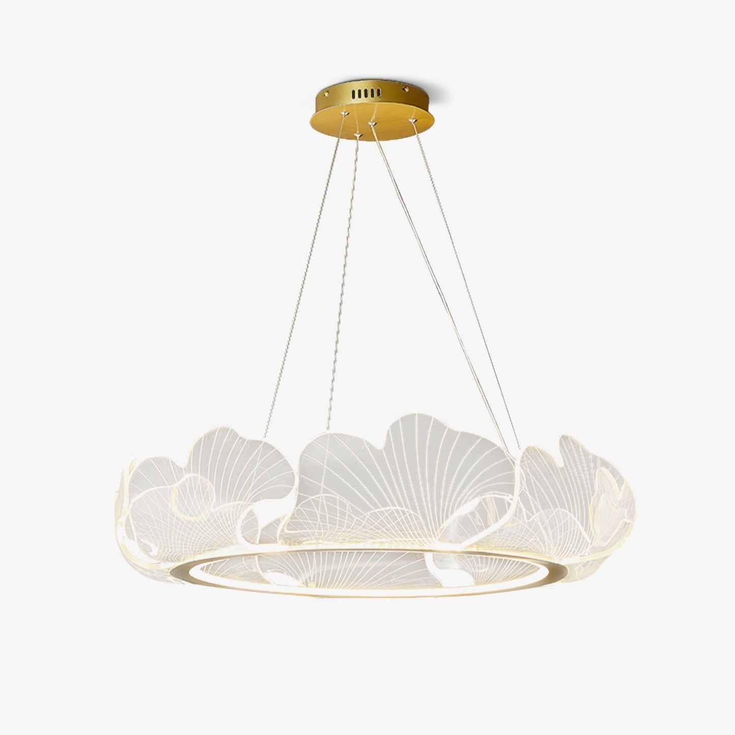 Gold Chandelier | Elegant Leaf Design with Dimmable LED Lighting 1
