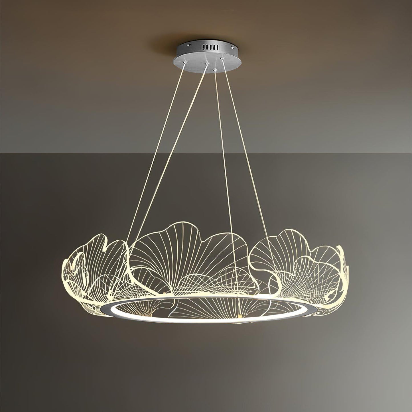 Gold Chandelier | Elegant Leaf Design with Dimmable LED Lighting 9