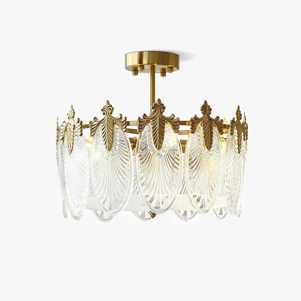 Gold Chandelier | Elegant Round Glass Design with Hand-formed Petals 1