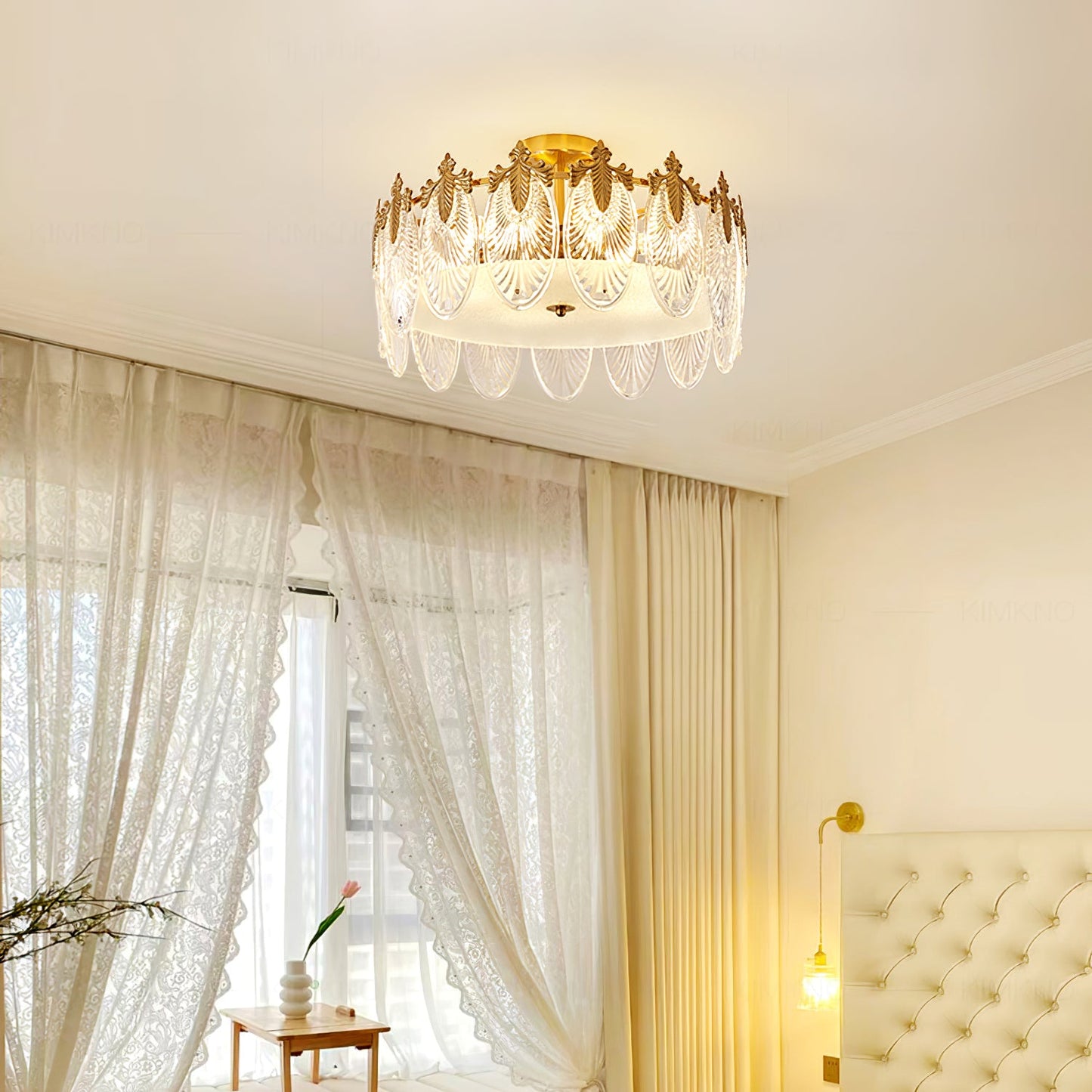 Gold Chandelier | Elegant Round Glass Design with Hand-formed Petals 2