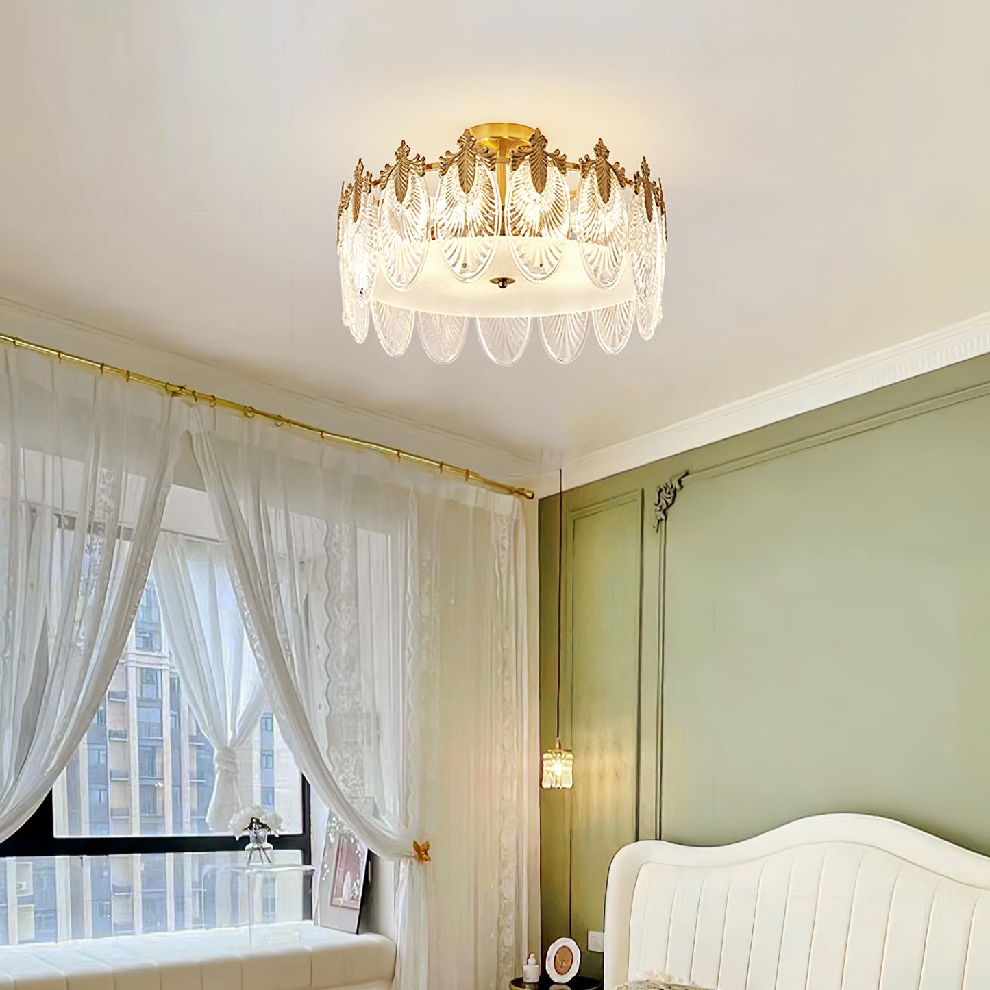 Gold Chandelier | Elegant Round Glass Design with Hand-formed Petals 3