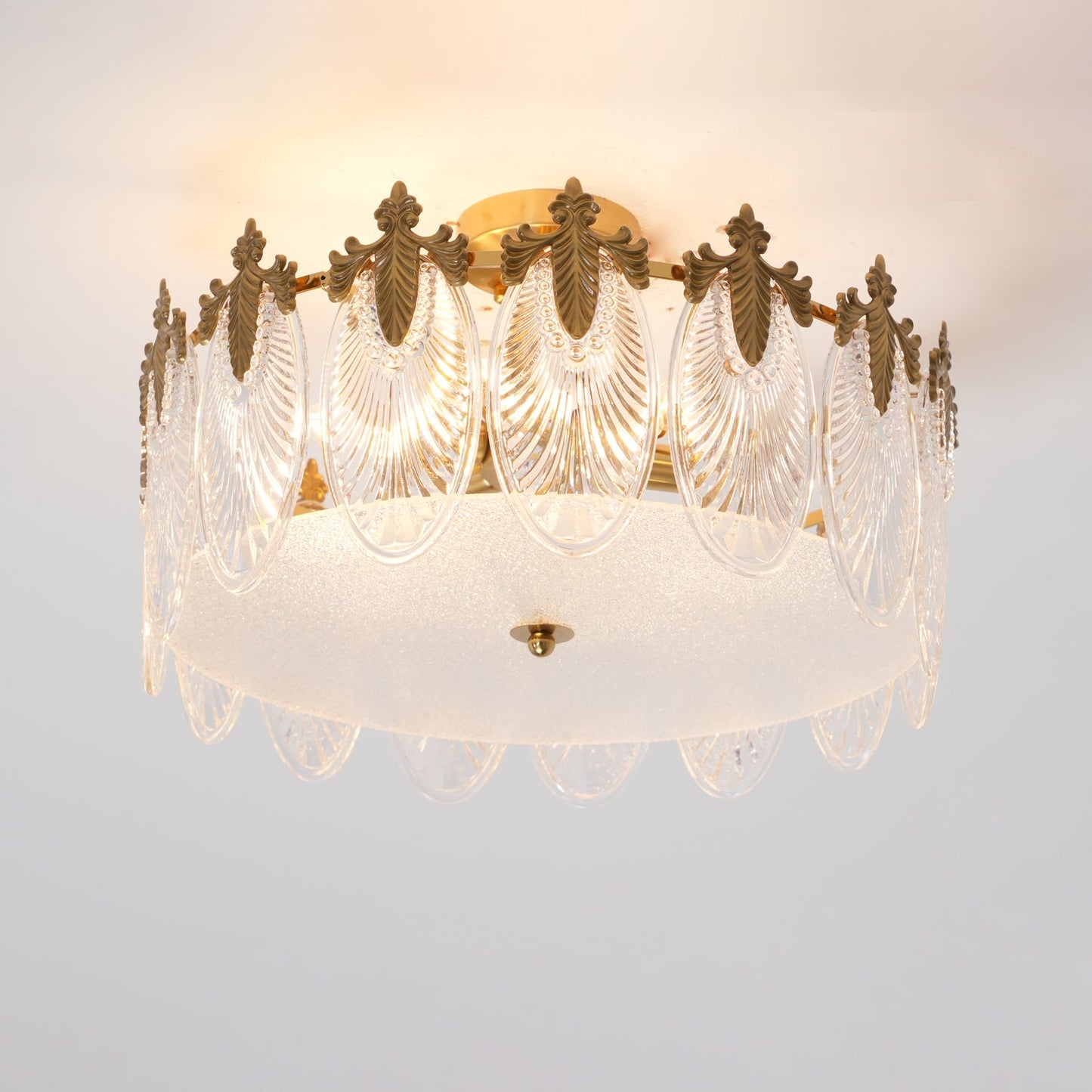 Gold Chandelier | Elegant Round Glass Design with Hand-formed Petals 4