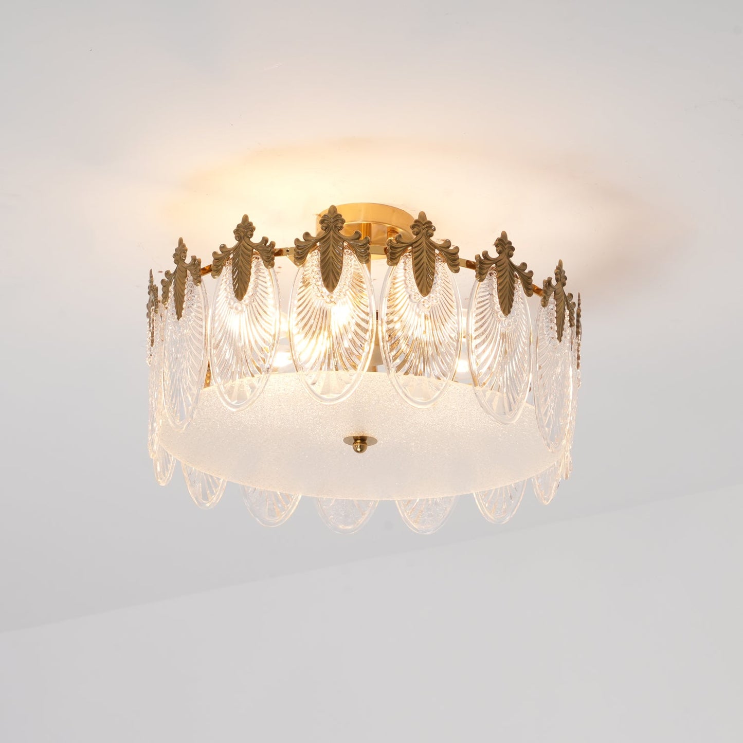 Gold Chandelier | Elegant Round Glass Design with Hand-formed Petals 5