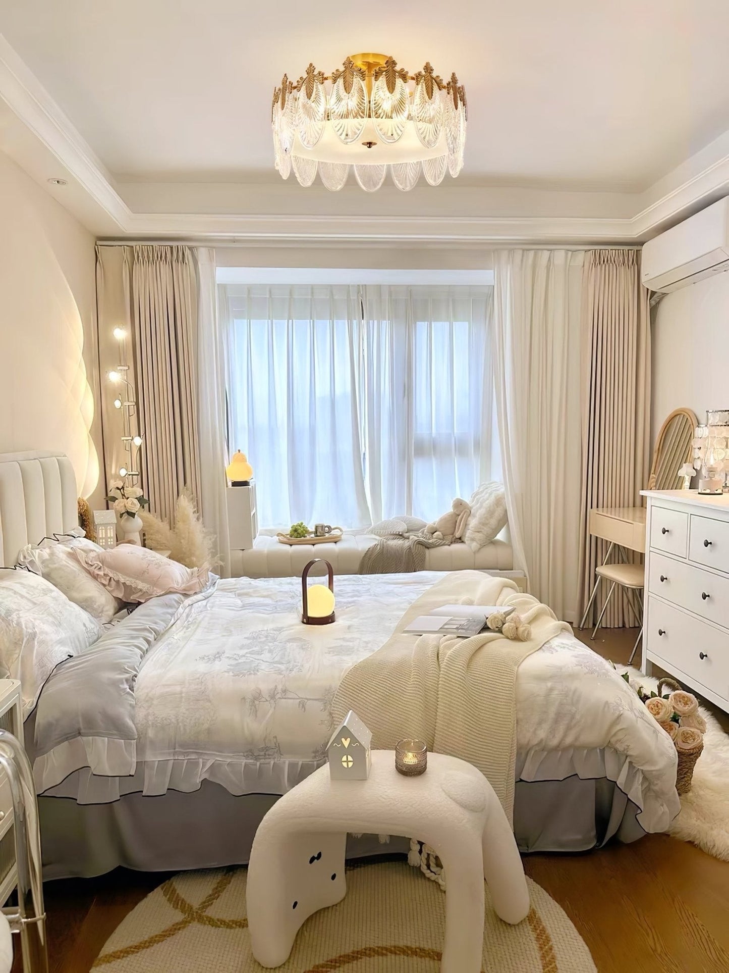 Gold Chandelier | Elegant Round Glass Design with Hand-formed Petals 7