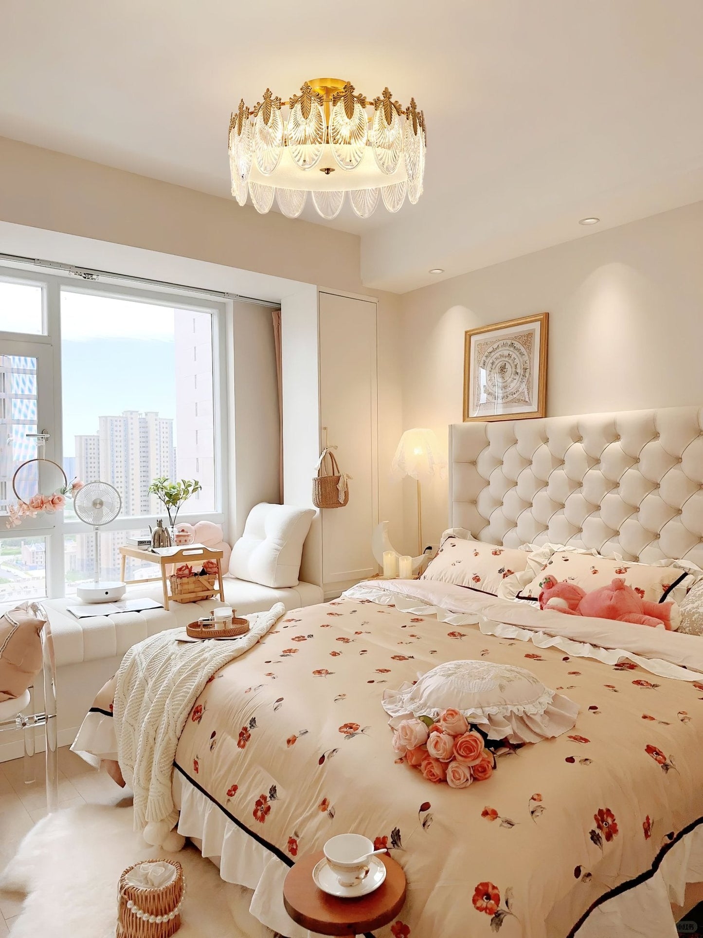 Gold Chandelier | Elegant Round Glass Design with Hand-formed Petals 8