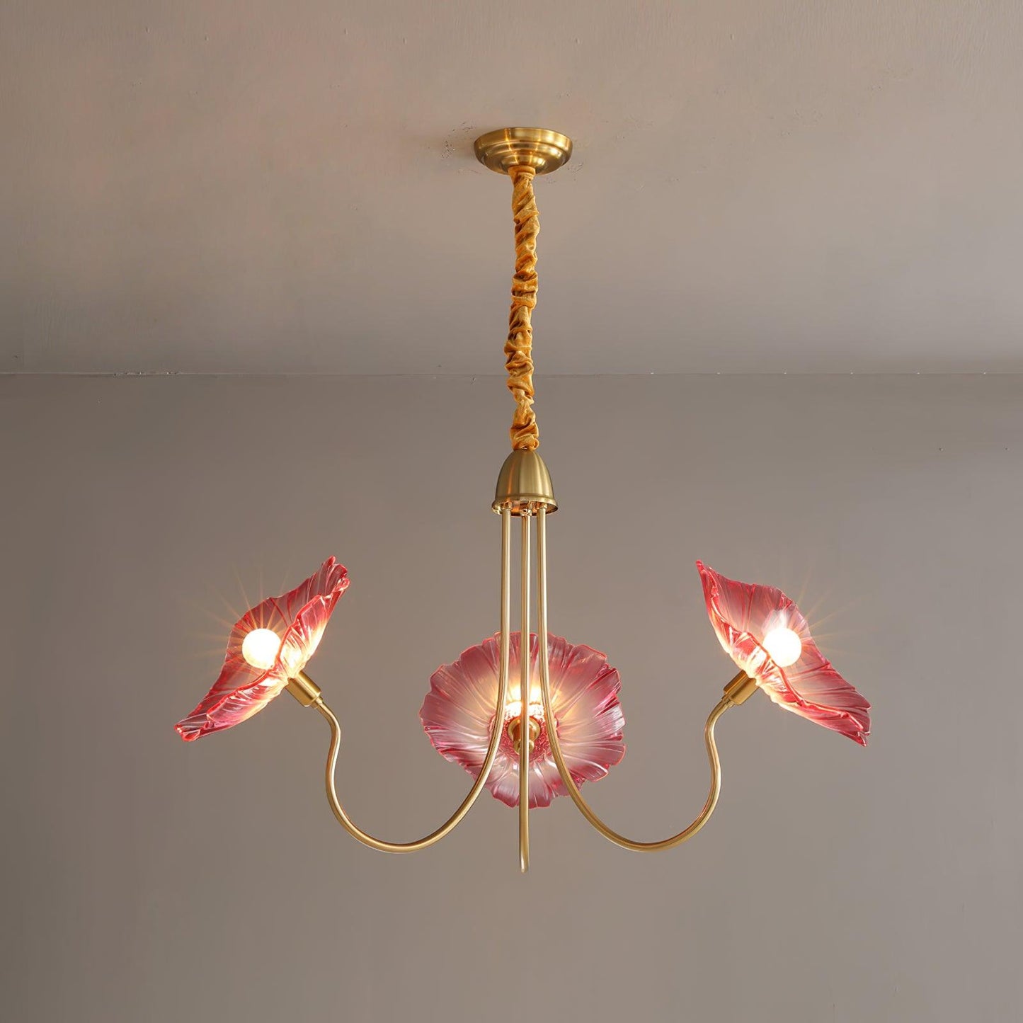 Gold Chandelier | Modern Leaf-Shaped Frosted Glass Design for Dining Room 11
