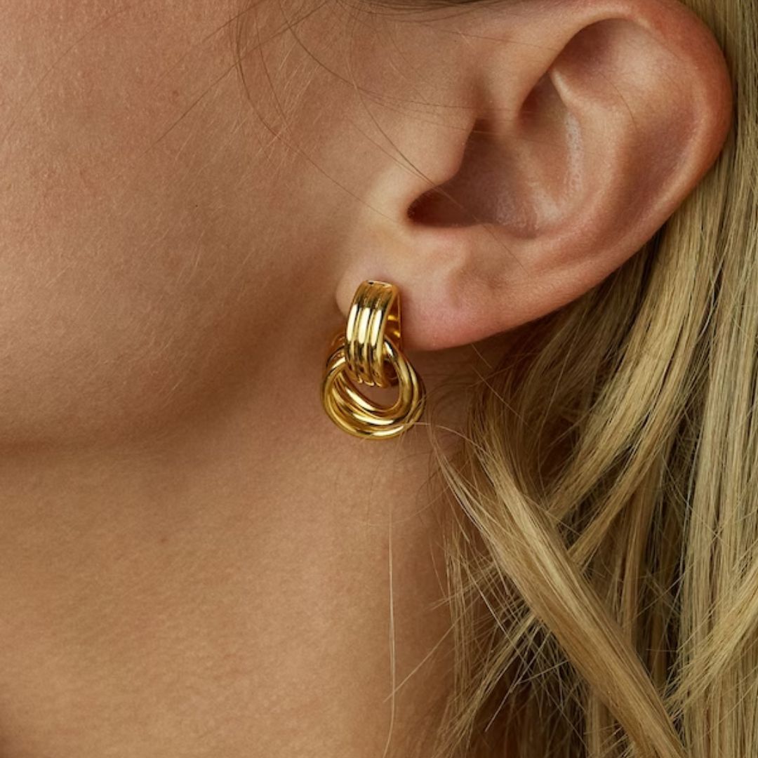 Gold Hoop Earrings | 18k Waterproof Layered Design for Durability 1