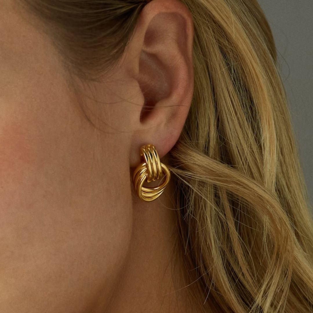 Gold Hoop Earrings | 18k Waterproof Layered Design for Durability 3
