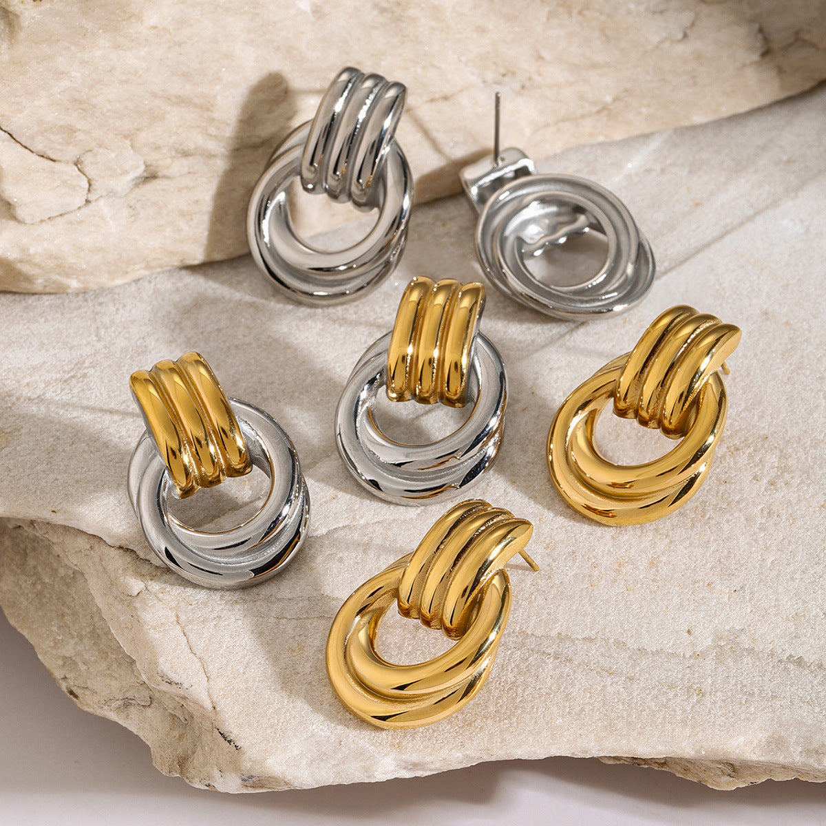Gold Hoop Earrings | 18k Waterproof Layered Design for Durability 6