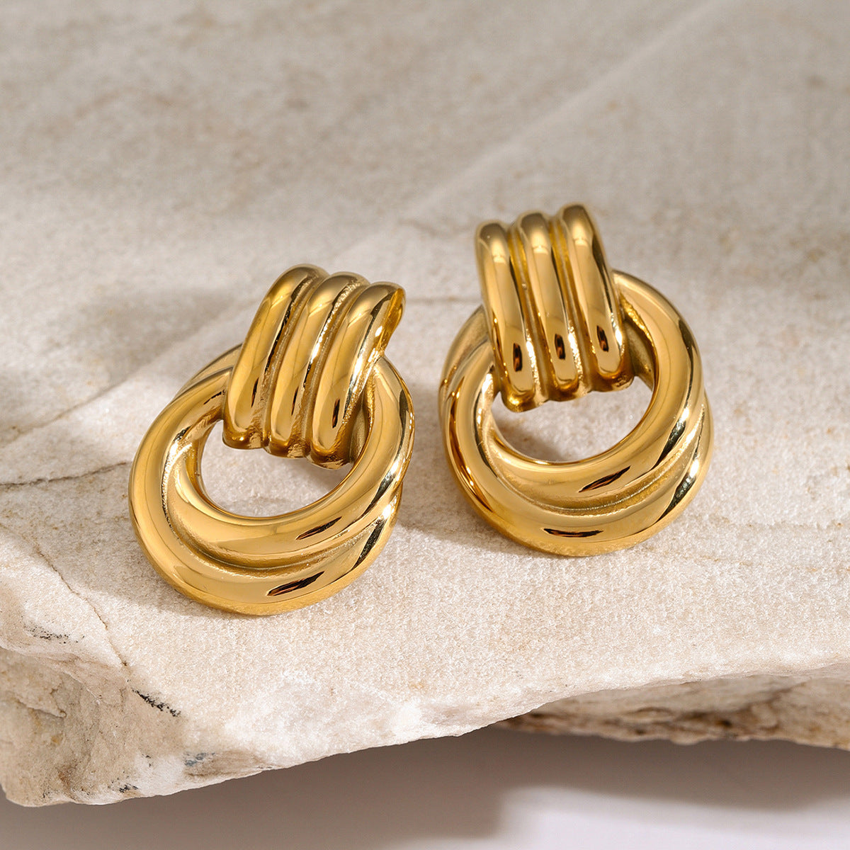 Gold Hoop Earrings | 18k Waterproof Layered Design for Durability 7
