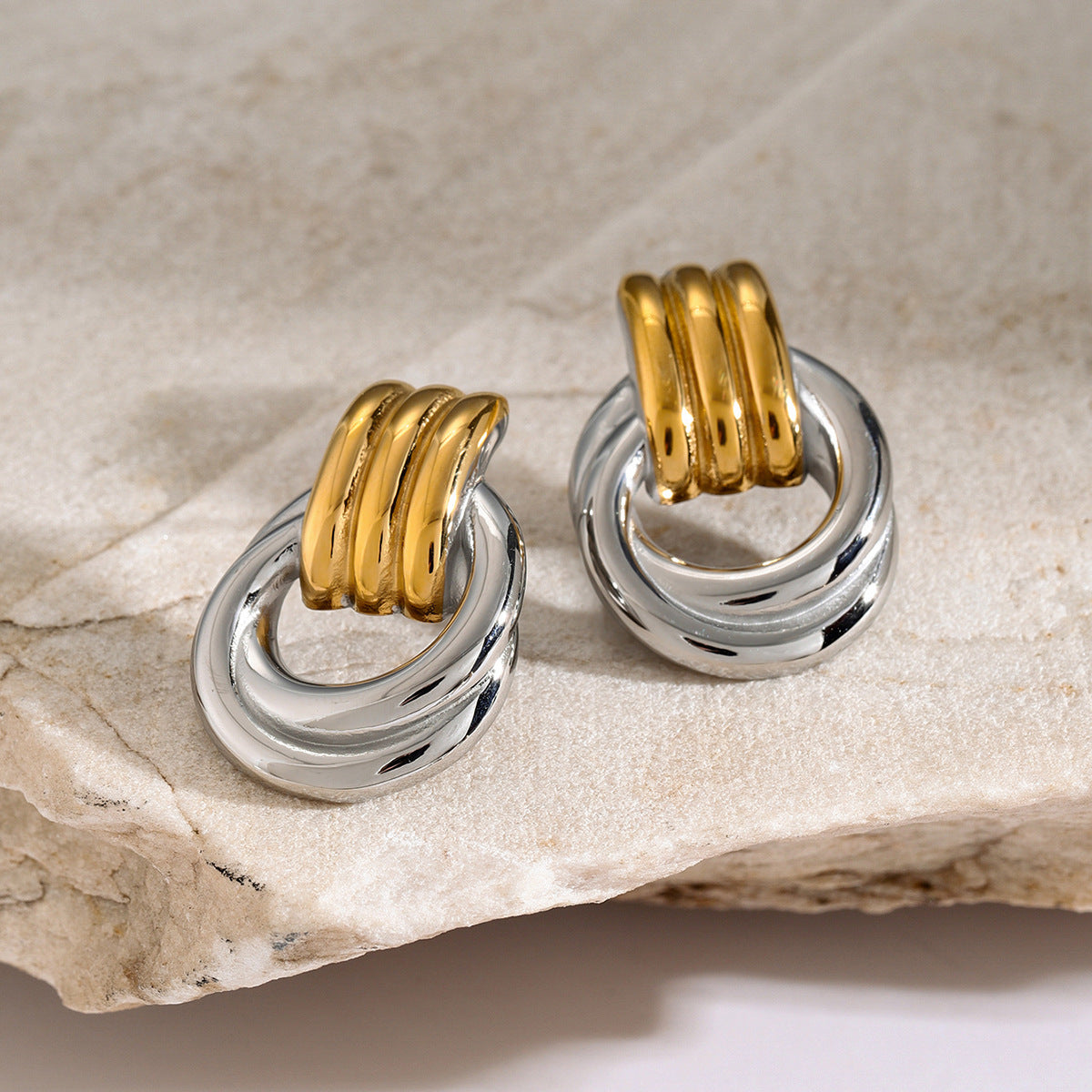 Gold Hoop Earrings | 18k Waterproof Layered Design for Durability 8