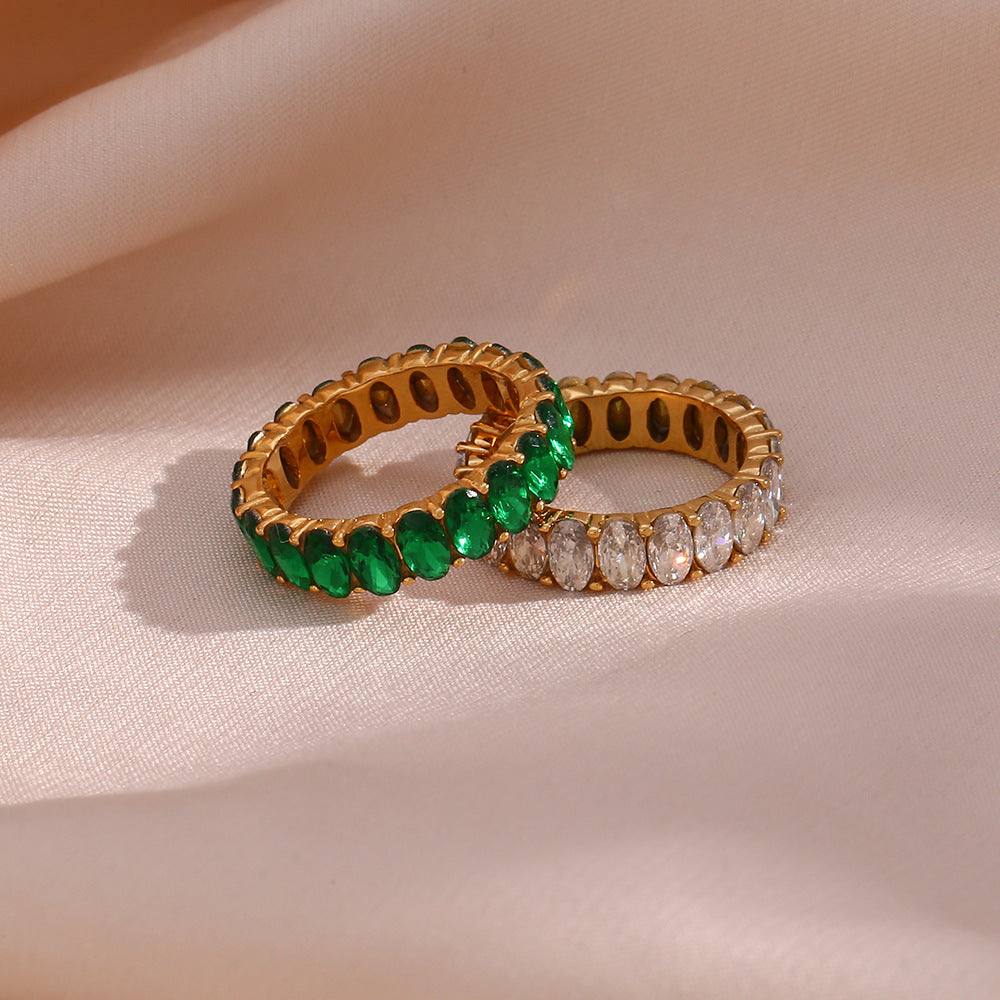 Gold Ring | Ethically Sourced Stainless Steel with Diamond Simulants 8