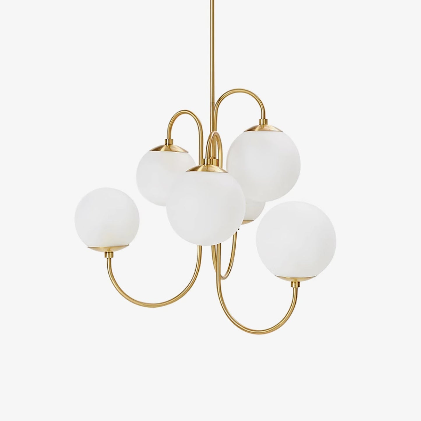 Gooseneck Chandelier | Elegant Wrought Iron with Glass Shades 1