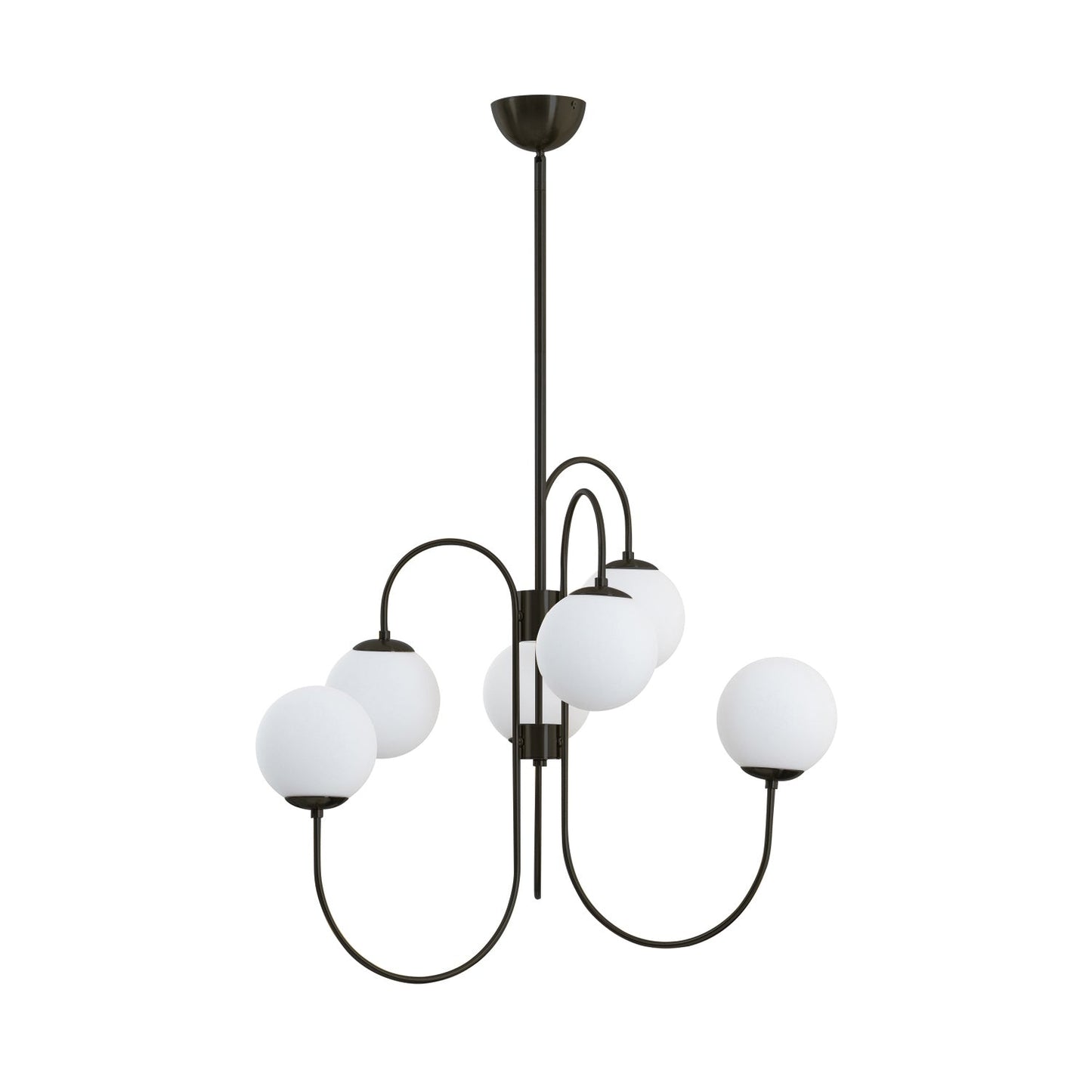 Gooseneck Chandelier | Elegant Wrought Iron with Glass Shades 9