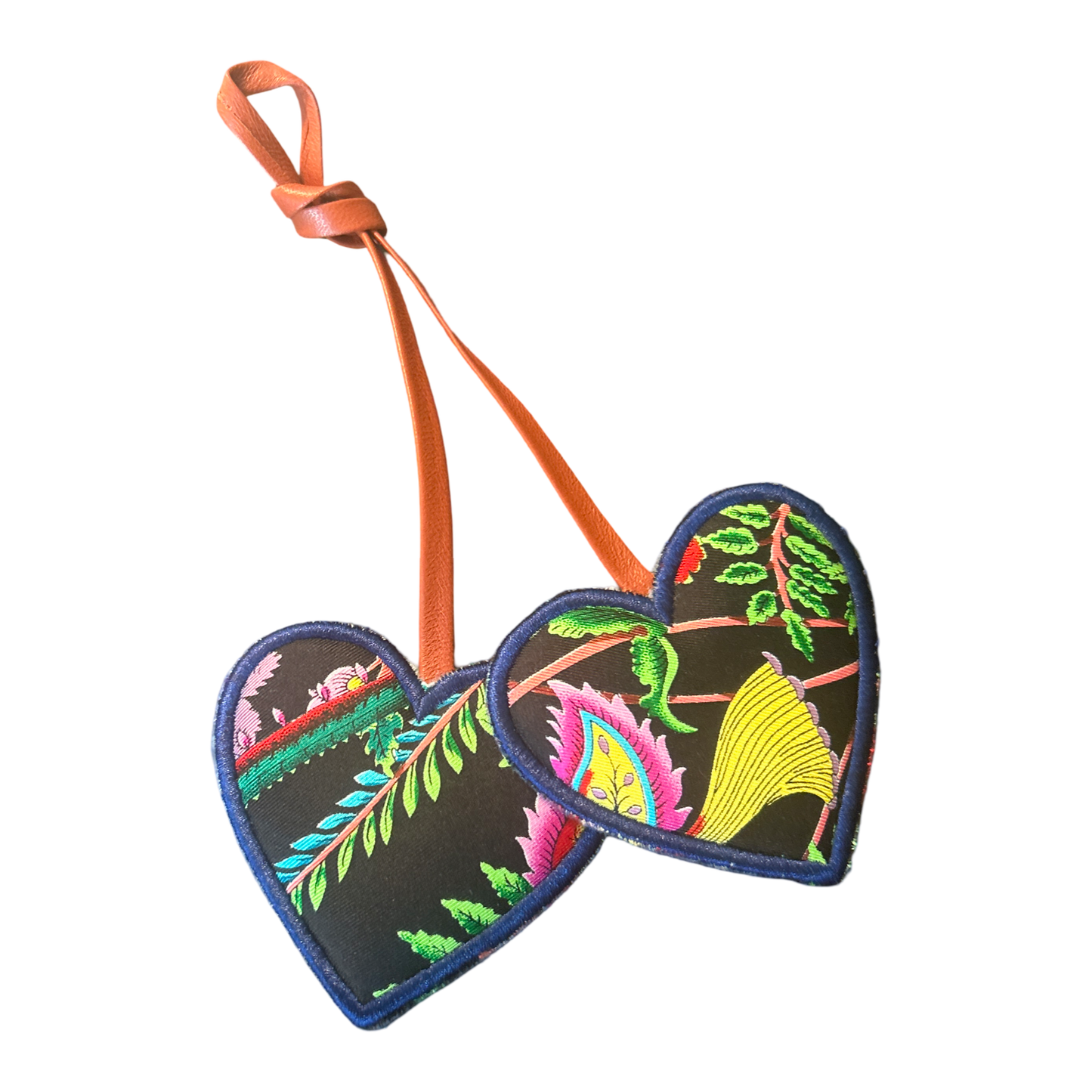 Flora Nero Scarf Double Heart Bag Charm