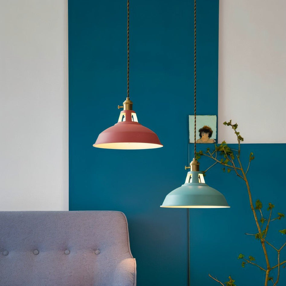 Hanging Lamp | Retro Cone Shape with Braided Textile Cord 10