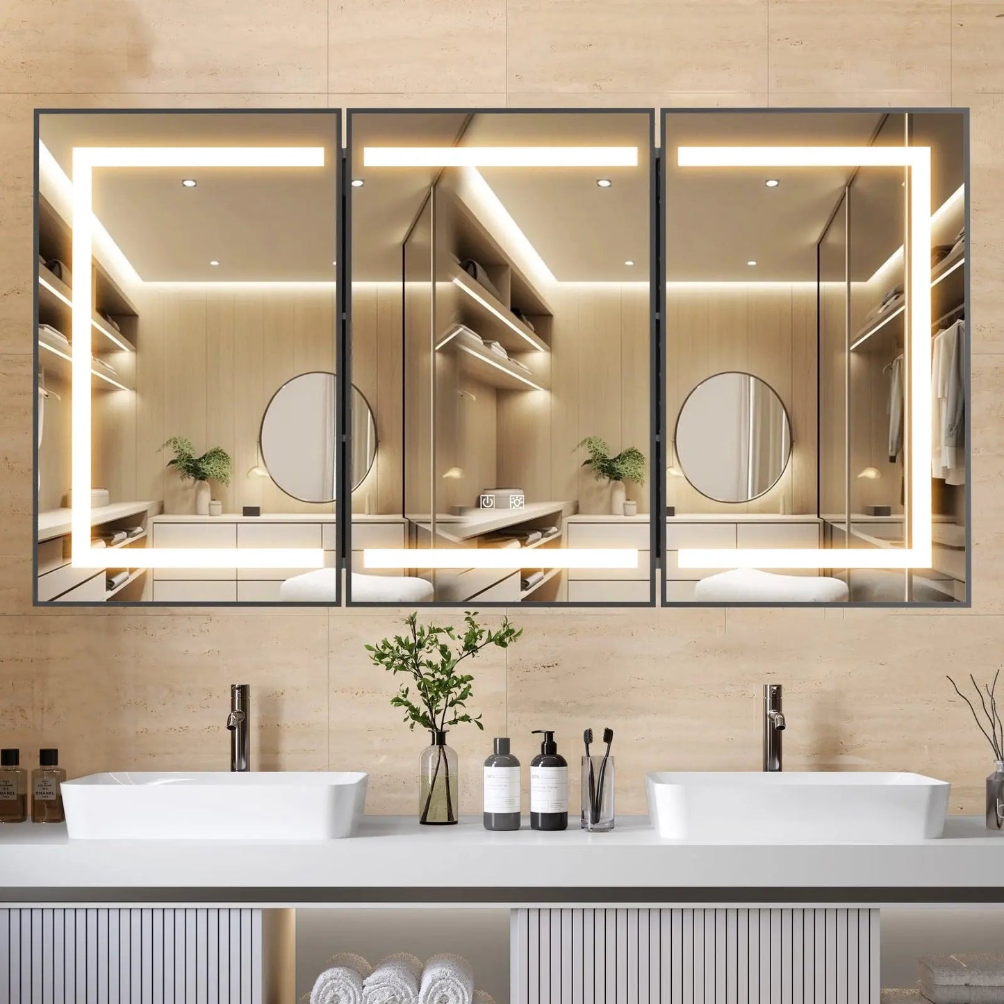 Hausvita Innfelt LED-lys med ramme Baderomsmedisinskap -Lager