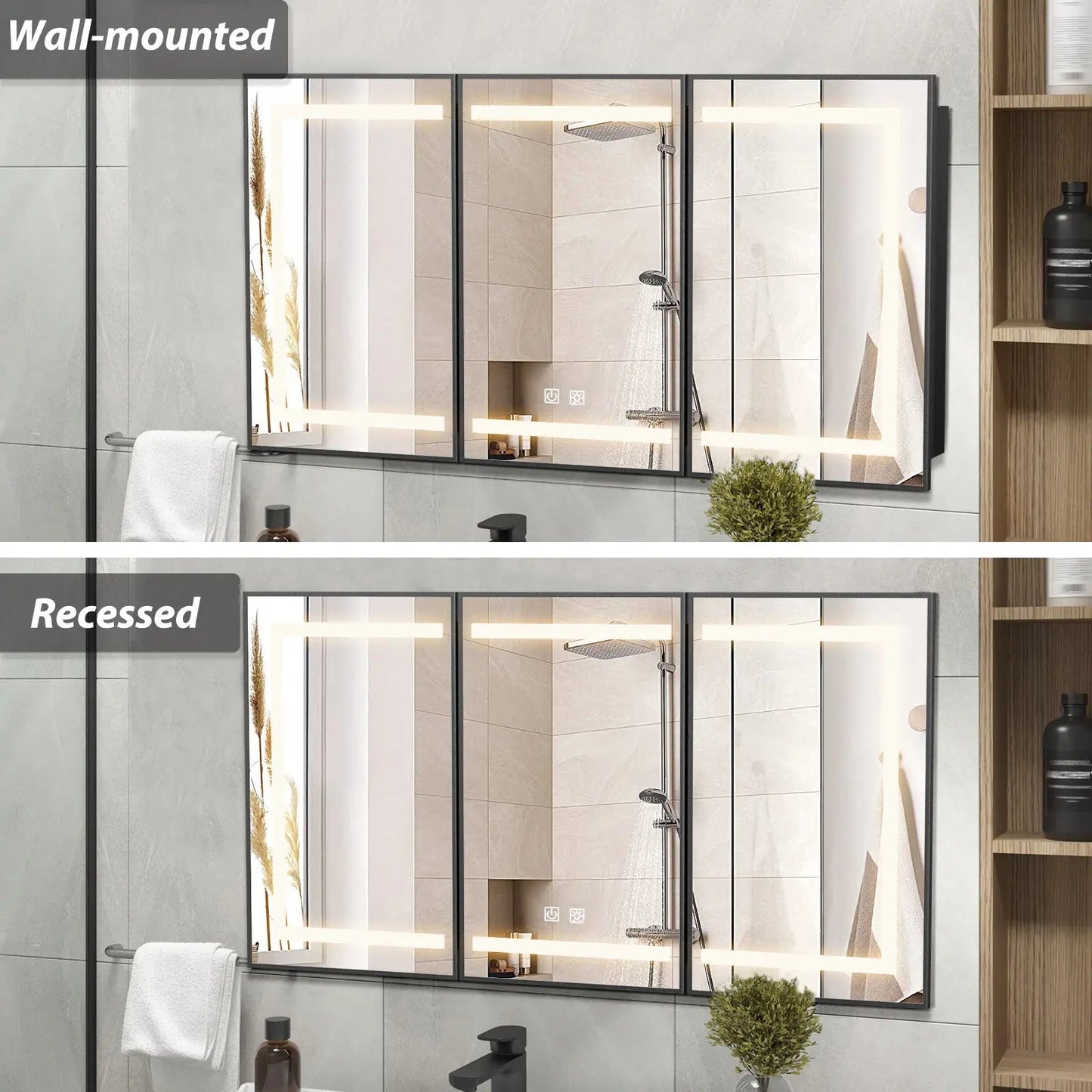 Hausvita Innfelt LED-lys med ramme Baderomsmedisinskap -Lager