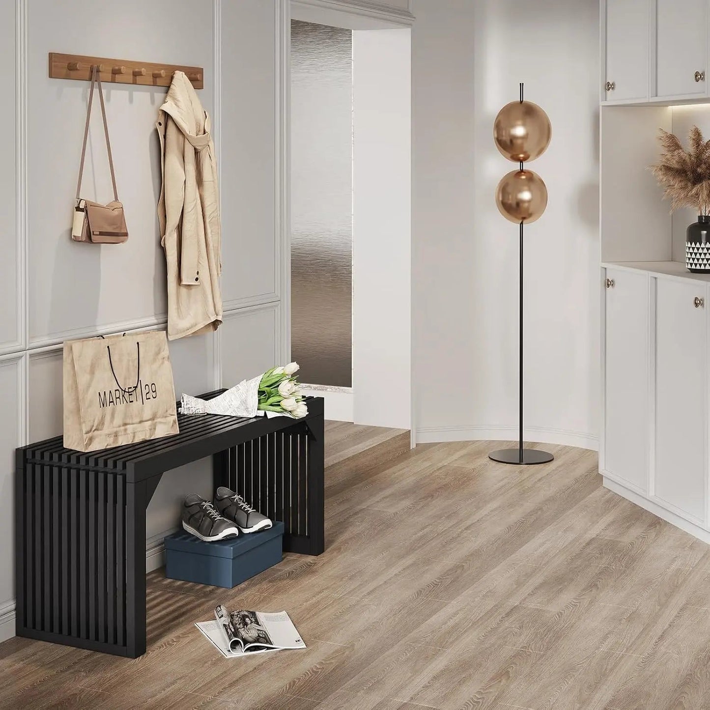 Hausvita HiKingQueens 35" matbänk, inomhus träbänk för hall, vardagsrum, kök och sovrum (natur, lång bänk)