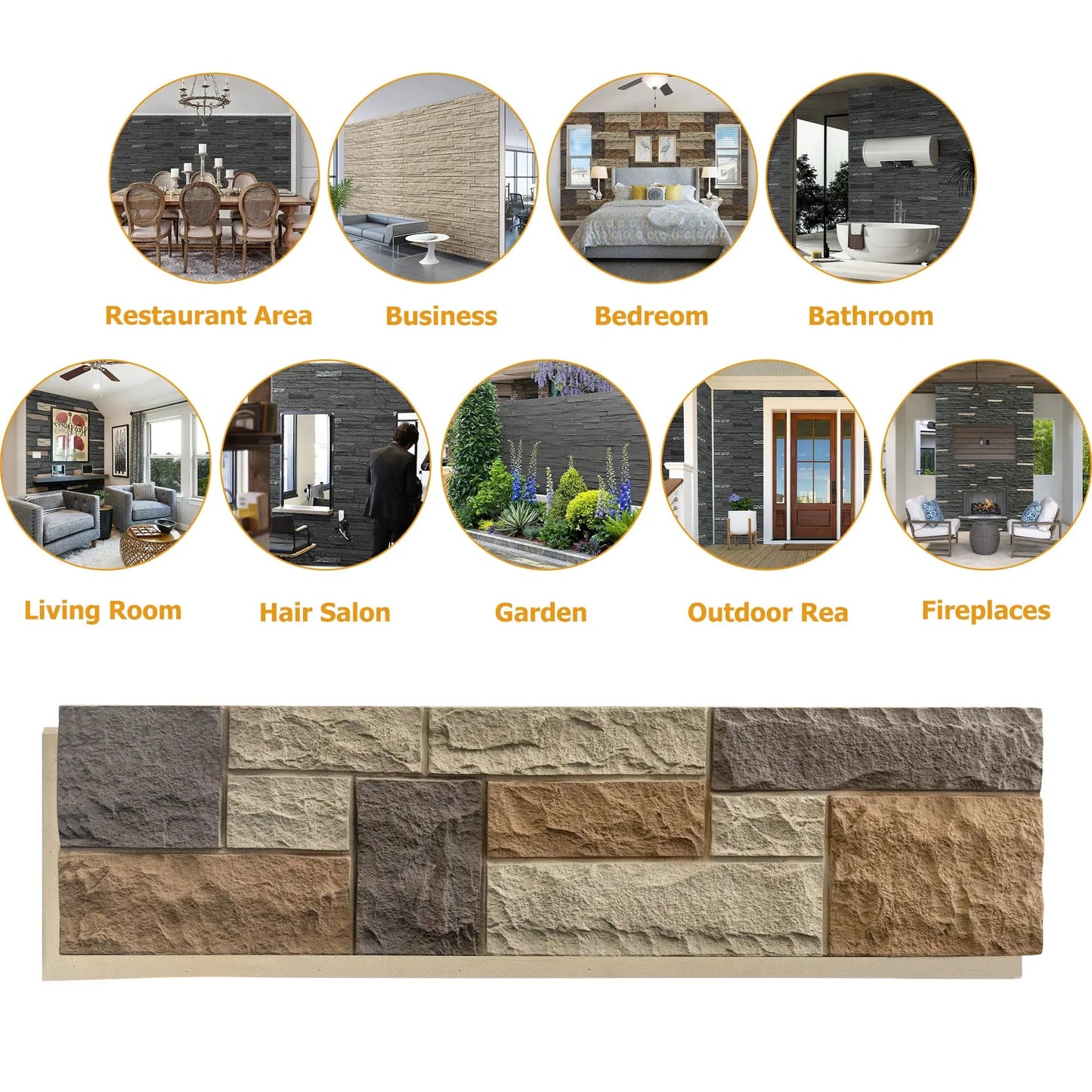 Hausvita Falsk Stenväggsbeklädnadspanel, PU Stenfanér Exteriör, 46.46" x 13"