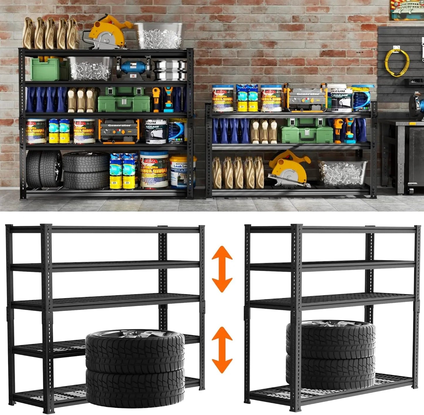 Hausvita förvaringshyllor tung belastning, 48" L x 18" B x 72" H garage trådhyllsystem klarar 2000LBS, 5-vånings justerbar metall industriell verktygshylla för kök, tvättstuga, skafferi, lager, källare