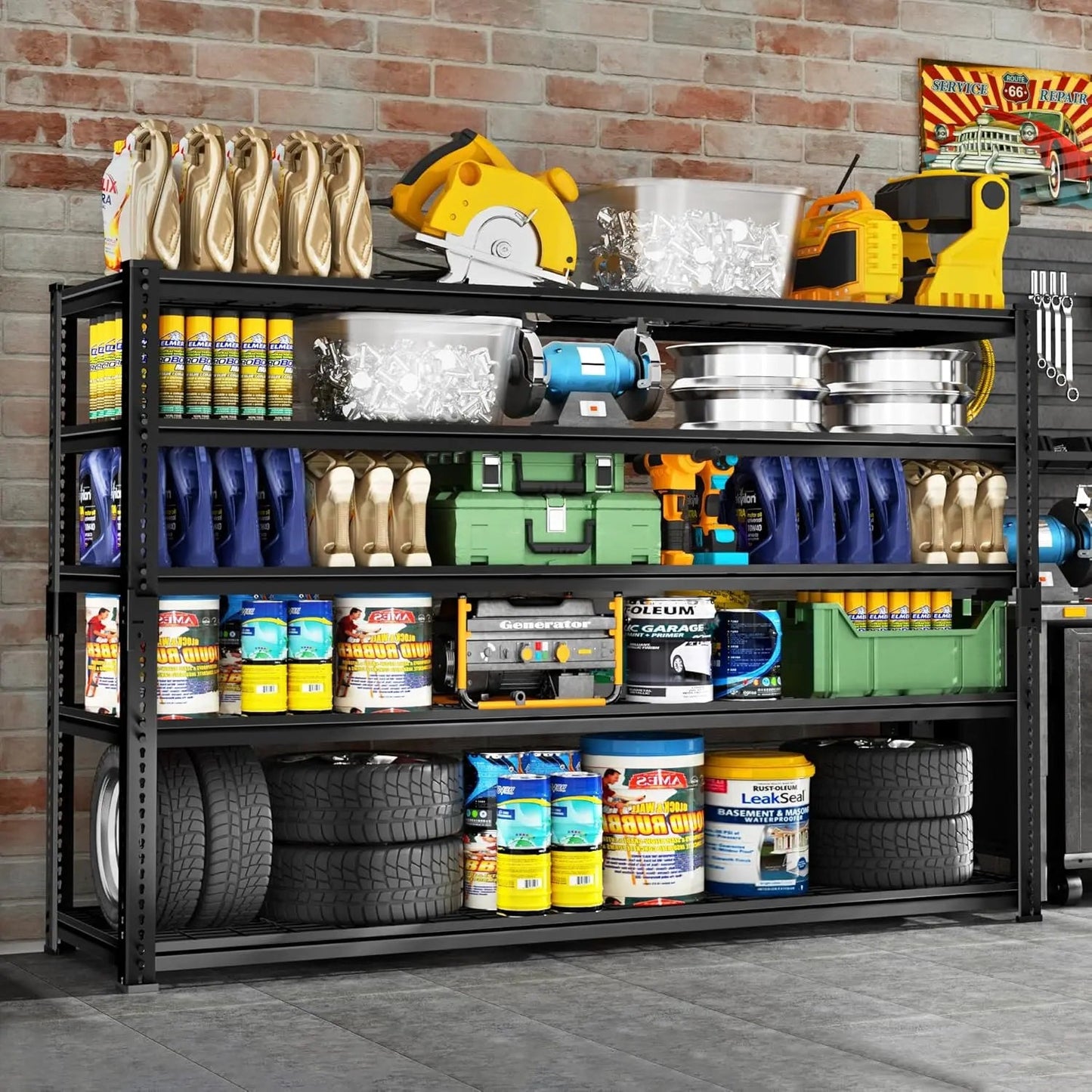 Hausvita förvaringshyllor tung belastning, 48" L x 18" B x 72" H garage trådhyllsystem klarar 2000LBS, 5-vånings justerbar metall industriell verktygshylla för kök, tvättstuga, skafferi, lager, källare