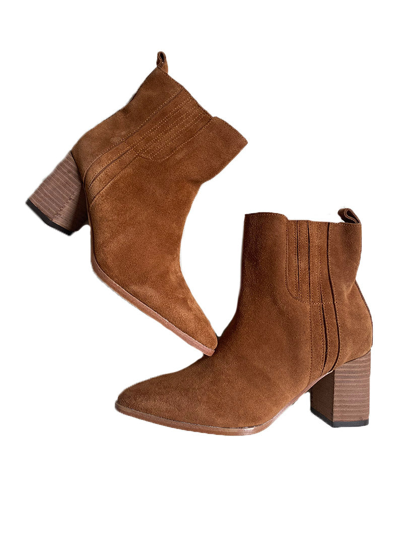 Heeled Suede Leather Ankle Boots | Stylish Pull-On Design with Elastic Gore 1