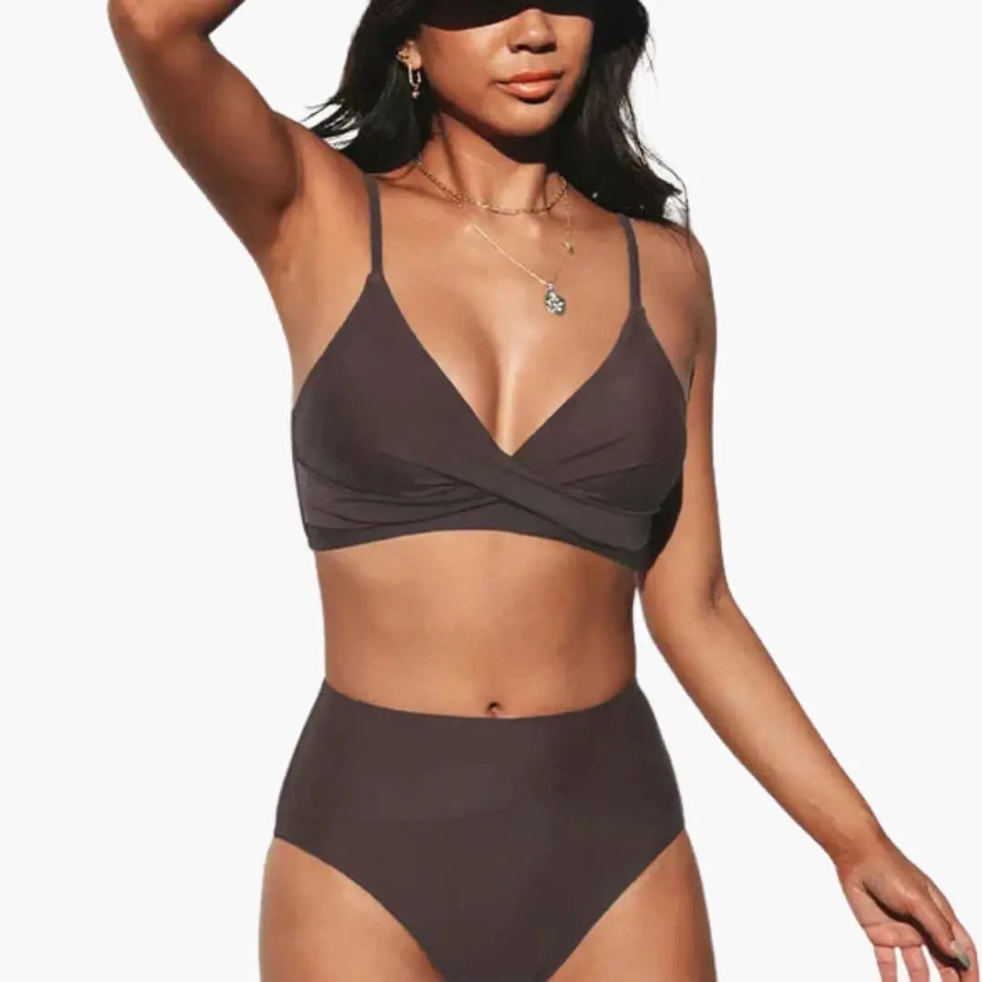 High-Waisted Bikini Set | Adjustable Scoop Neck Design 17