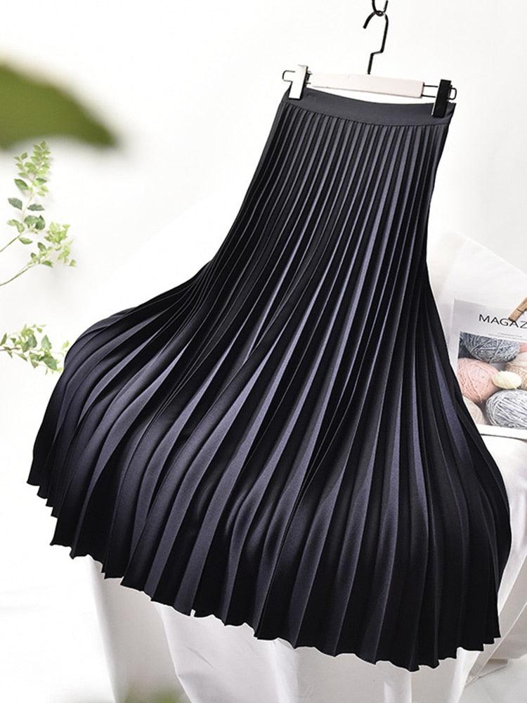 High-Waisted Pleated Midi Skirt | Elegant Design for Women 2
