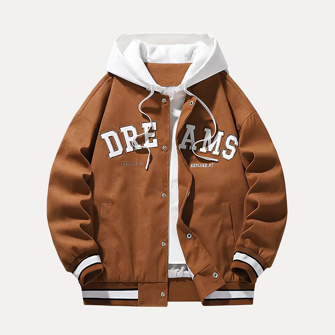 Hooded Varsity Jacket | Stylish Baseball Design for All Seasons 2