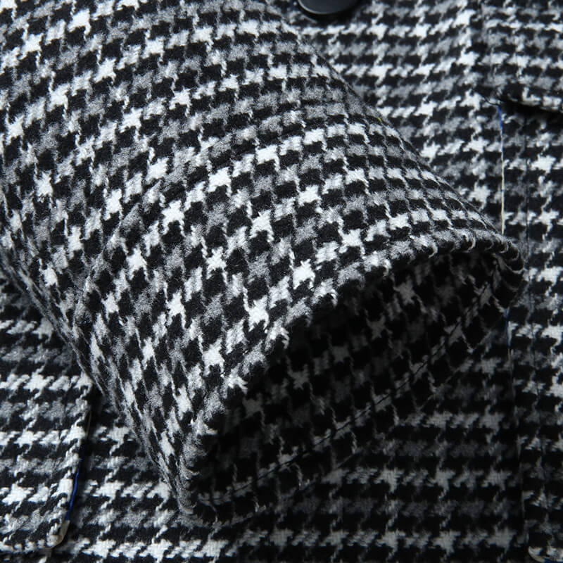 Houndstooth Wool Coat | Premium Wool-Blend Fabric with Elegant Design 5