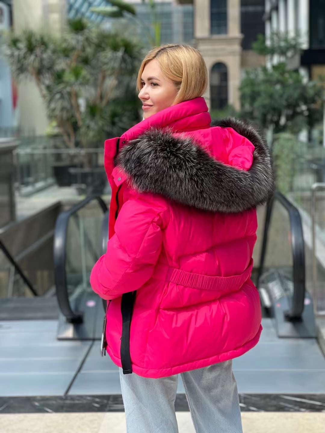 Ekte sølvrev dunfylt jakke