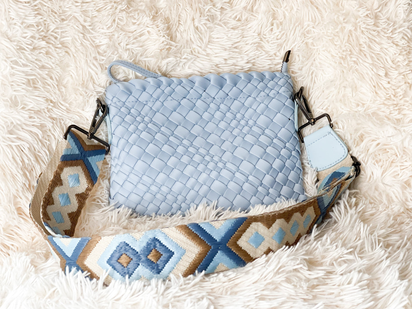 Die Bella gewebte Neopren-Umhängetasche - Breezy Blue