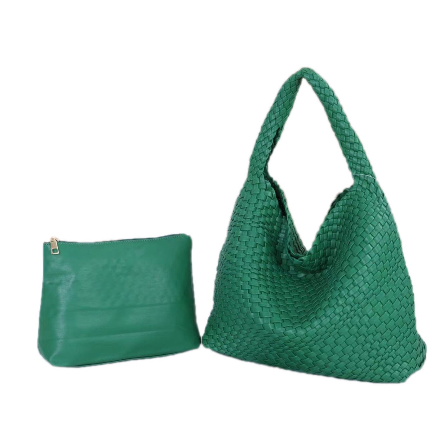 The Willow | Grande borsa tote intrecciata in pelle vegana - Smeraldo
