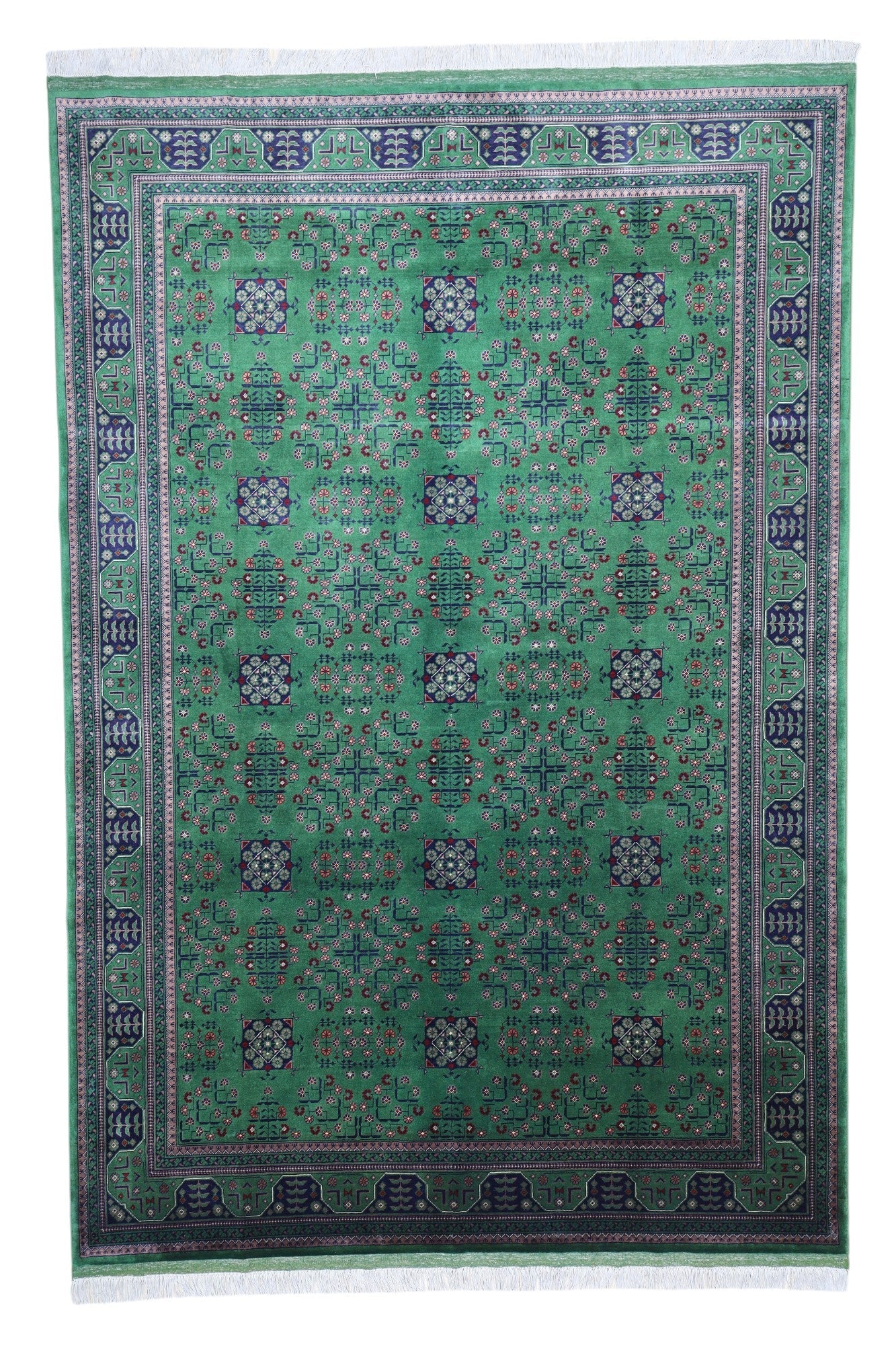 Hand-Knotted Afghani Bukharayi Wool Rug – 6’7″ x 9’9″