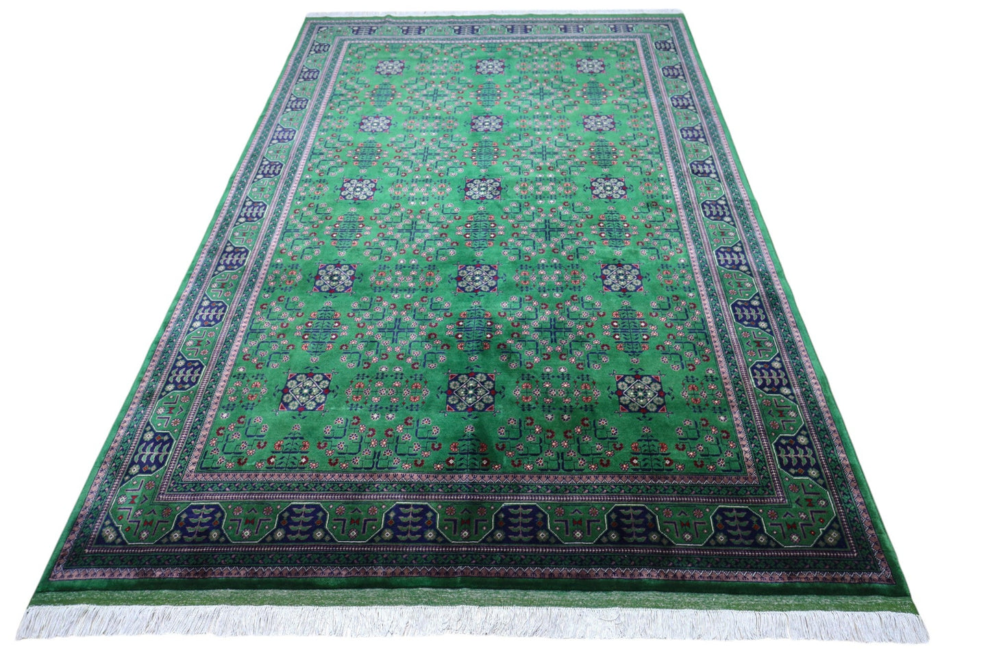 Hand-Knotted Afghani Bukharayi Wool Rug – 6’7″ x 9’9″