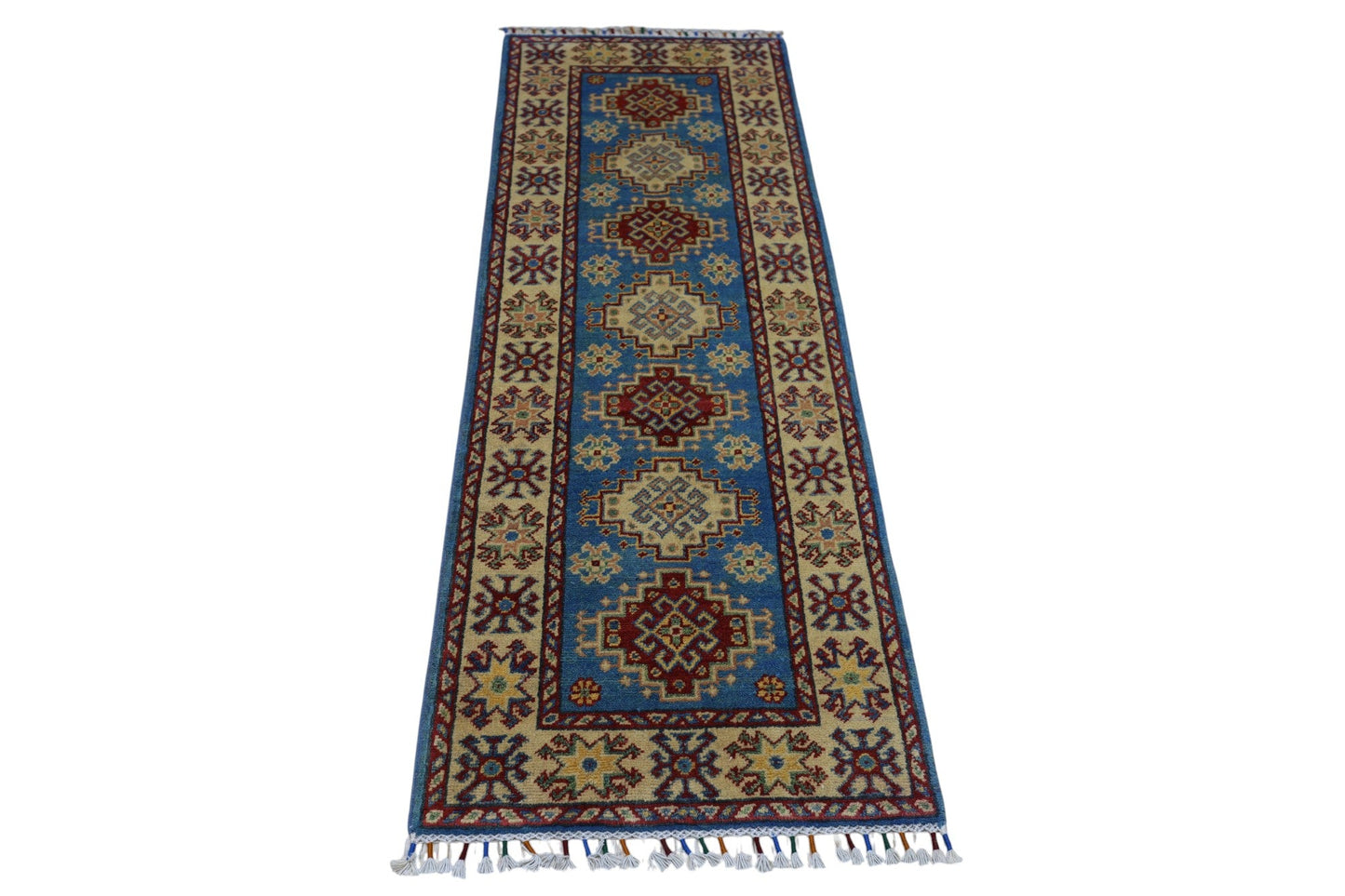 Hand-Knotted Afghani Kazak Wool Rug – 2’0″ x 5’10″