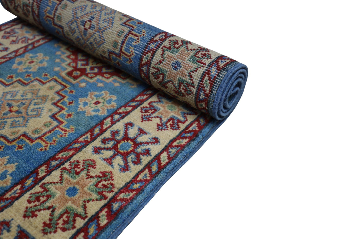 Hand-Knotted Afghani Kazak Wool Rug – 2’0″ x 5’10″